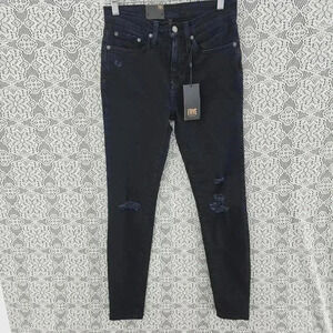 NWT FRYE Marissa high rise distressed black skinny jeans women's 25